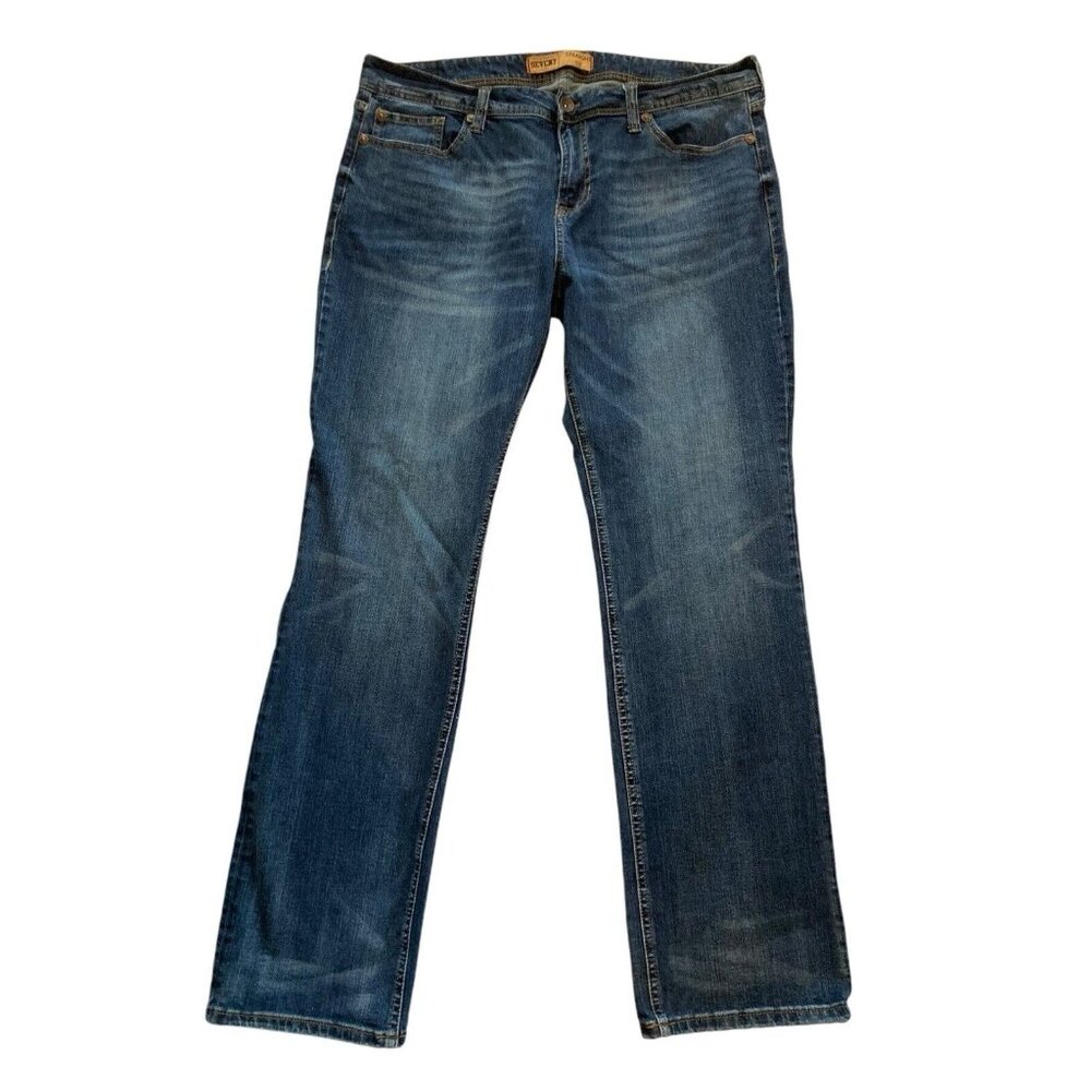 Seven7 Mens Jeans Size 38X34 Straight Fit Dark Wash Casual Fading Normcore Pants
